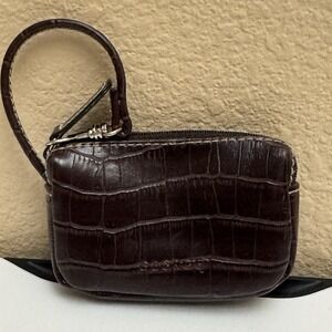 George Croc Embossed Faux Leather Zip Coin Pouch Wallet